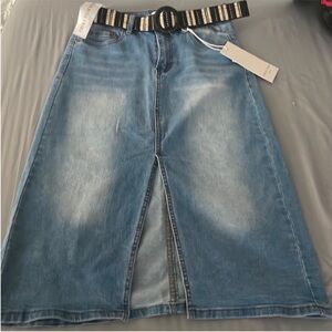 Blue Denim Midi Skirt